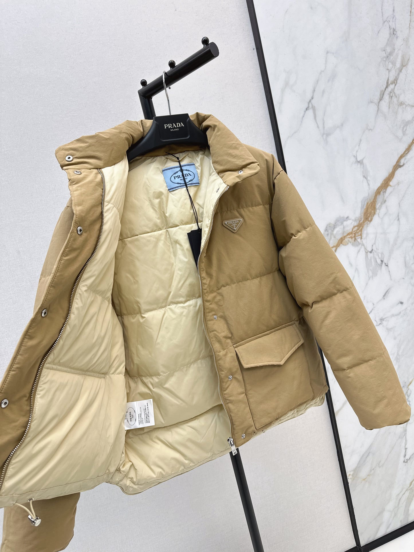Pr 25 stand collar down jacket(KHAKI/BLACK)