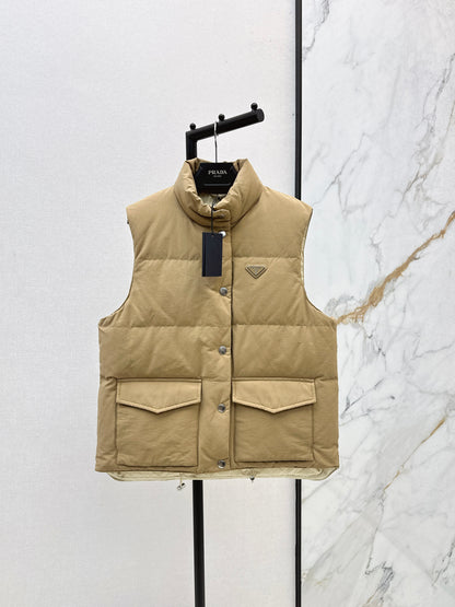 Pr 25 stand collar down vest jacket(KHAKI/BLACK)