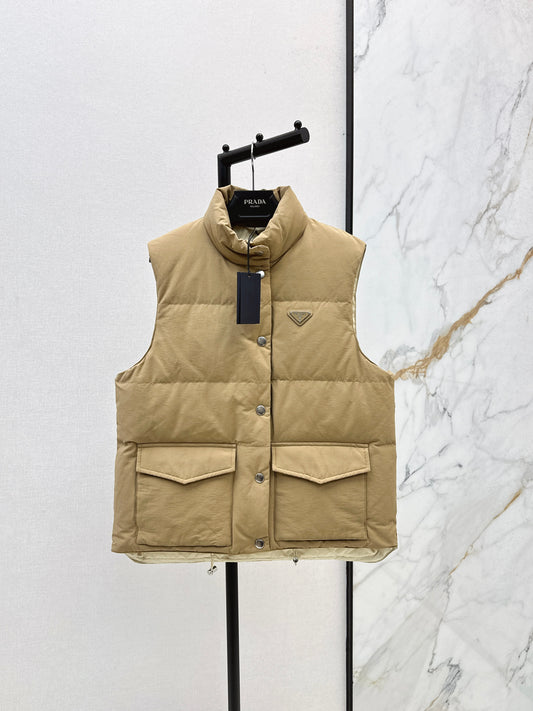 Pr 25 stand collar down vest jacket(KHAKI/BLACK)