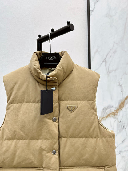 Pr 25 stand collar down vest jacket(KHAKI/BLACK)