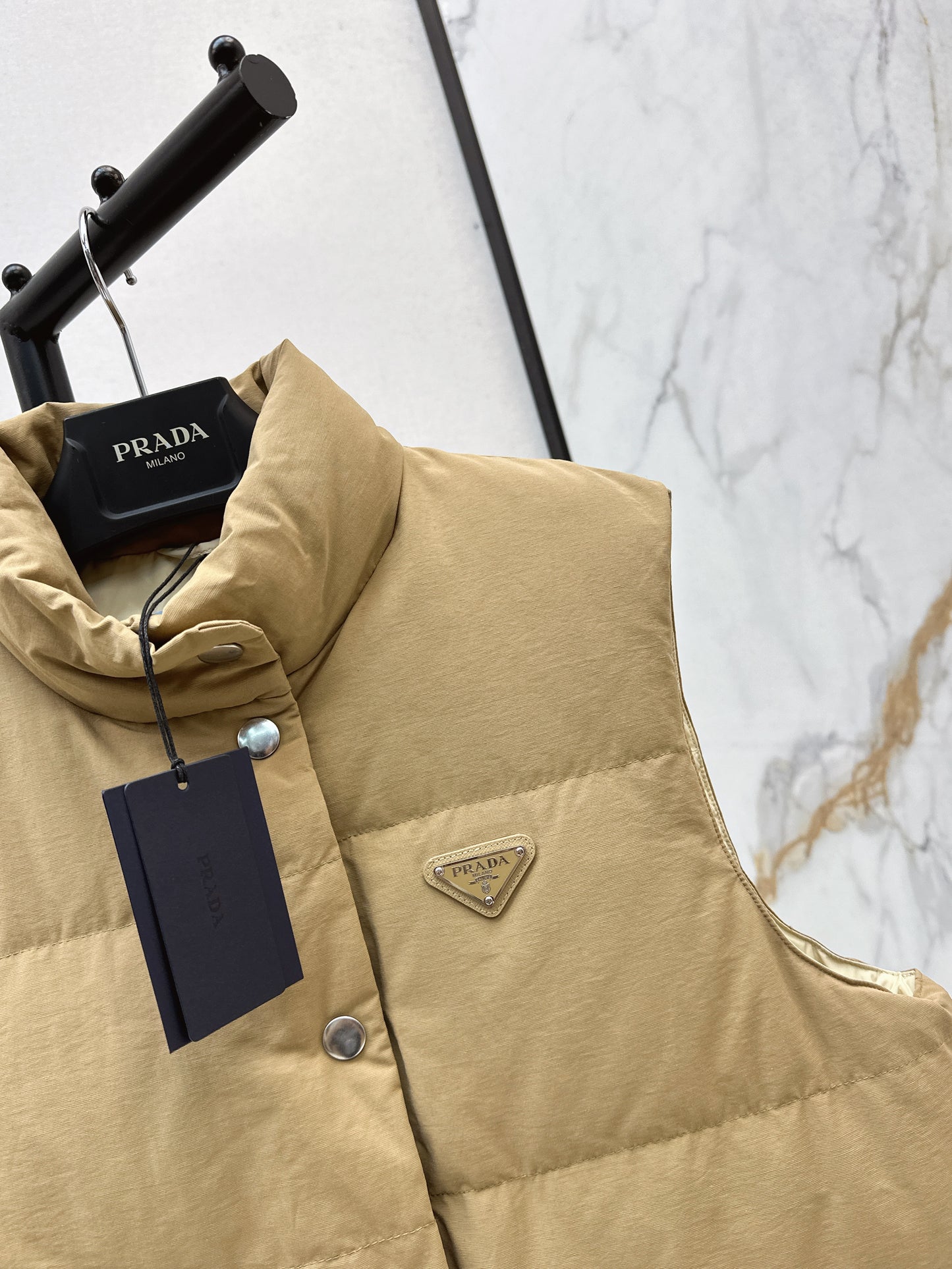 Pr 25 stand collar down vest jacket(KHAKI/BLACK)