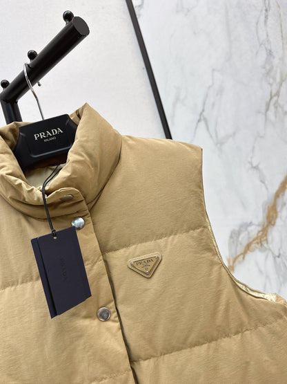 Pr 25 stand collar down vest jacket(KHAKI/BLACK)