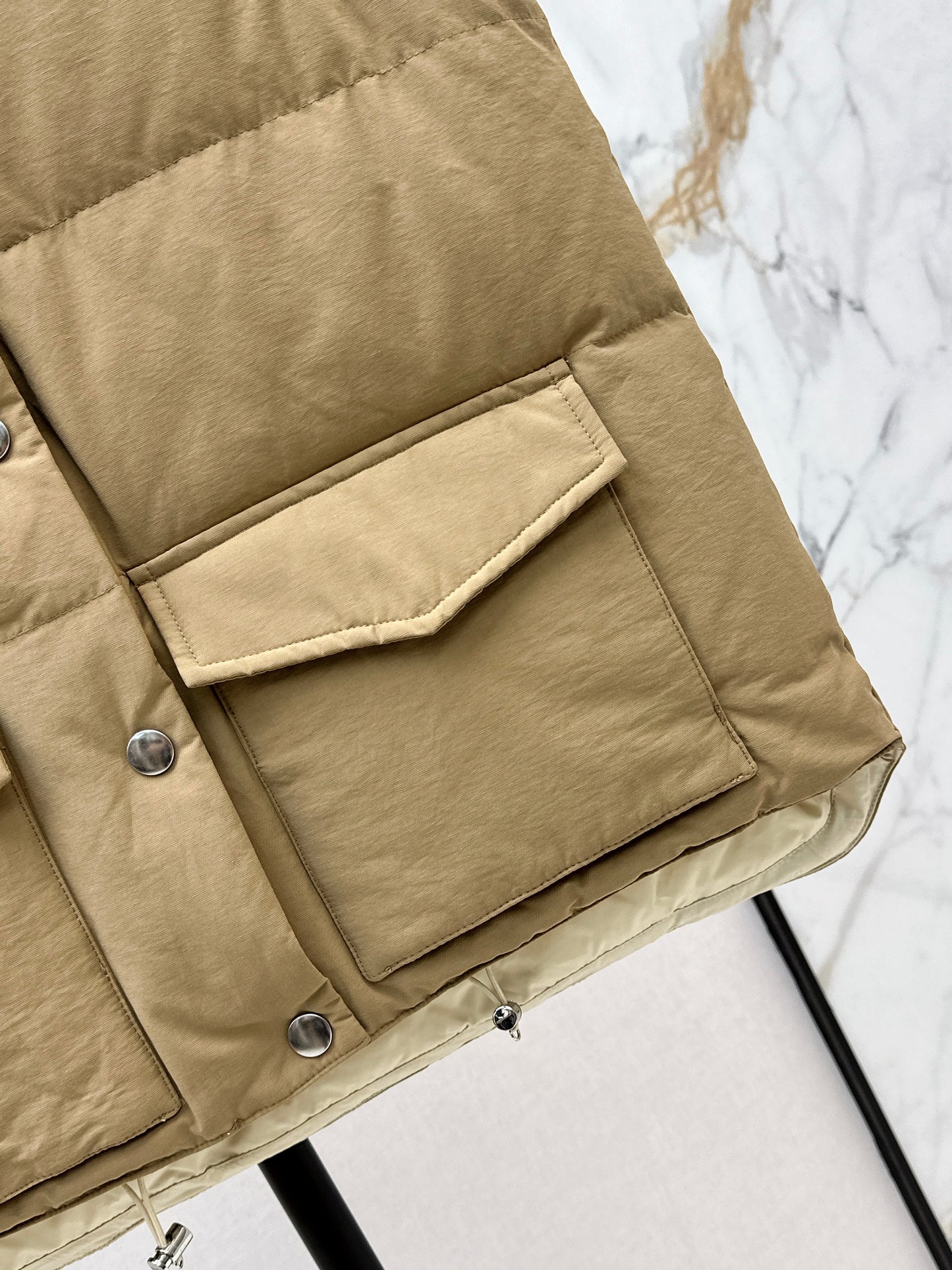 Pr 25 stand collar down vest jacket(KHAKI/BLACK)