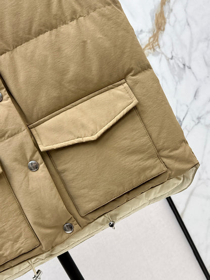 Pr 25 stand collar down vest jacket(KHAKI/BLACK)