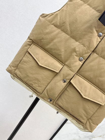 Pr 25 stand collar down vest jacket(KHAKI/BLACK)