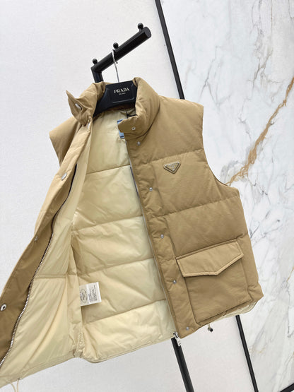 Pr 25 stand collar down vest jacket(KHAKI/BLACK)