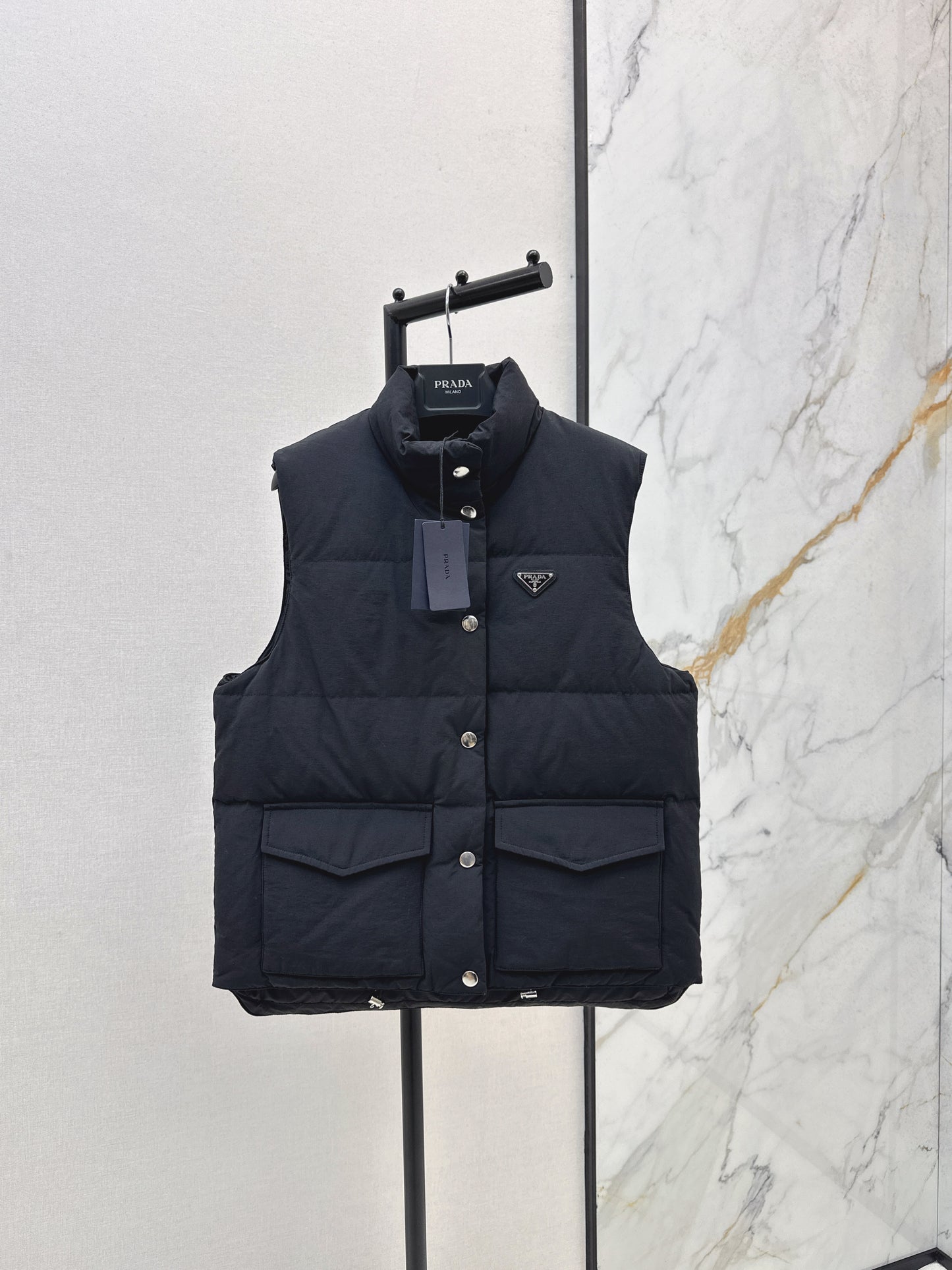 Pr 25 stand collar down vest jacket(KHAKI/BLACK)