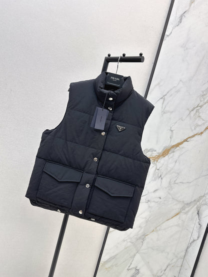 Pr 25 stand collar down vest jacket(KHAKI/BLACK)
