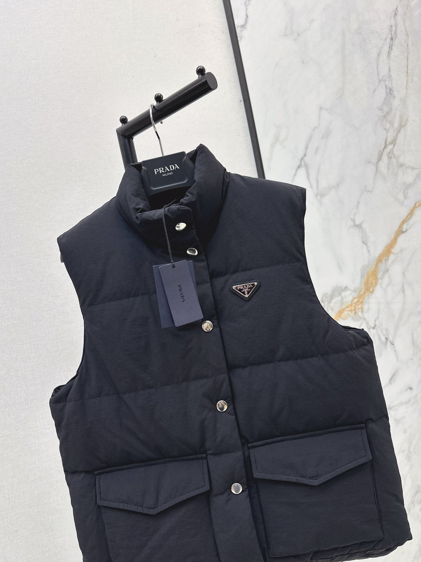 Pr 25 stand collar down vest jacket(KHAKI/BLACK)