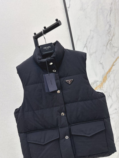 Pr 25 stand collar down vest jacket(KHAKI/BLACK)