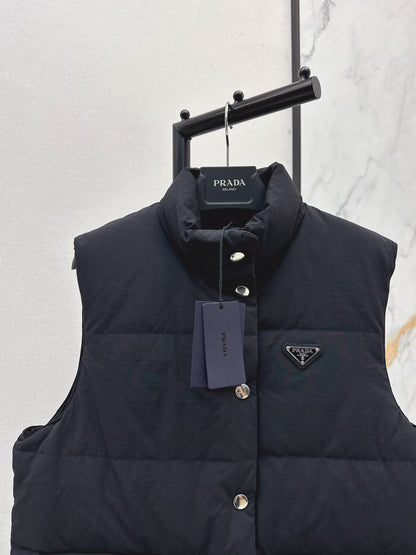 Pr 25 stand collar down vest jacket(KHAKI/BLACK)