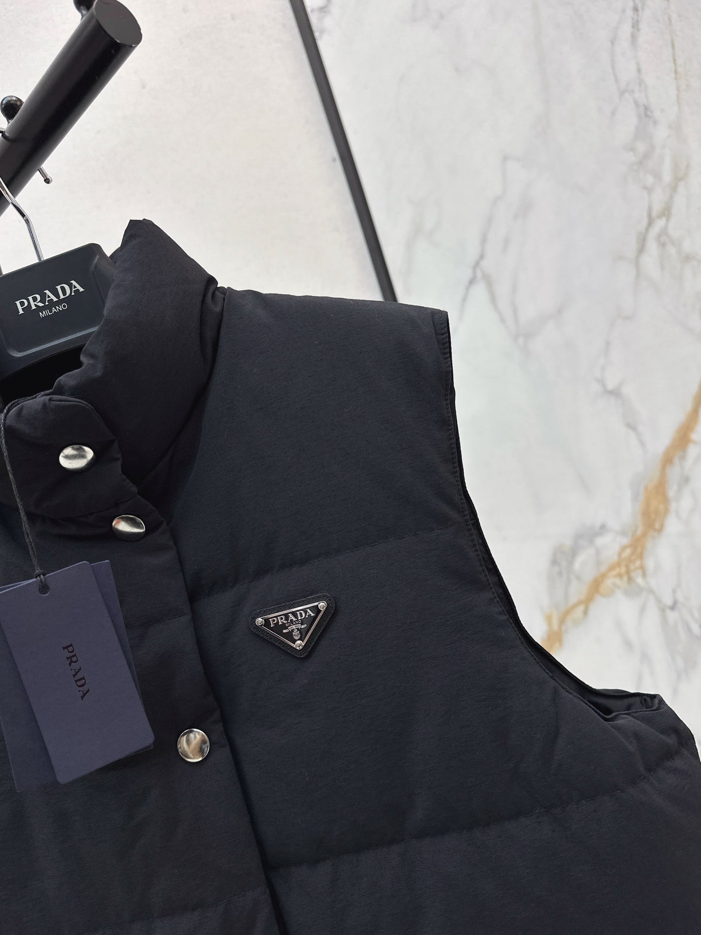 Pr 25 stand collar down vest jacket(KHAKI/BLACK)