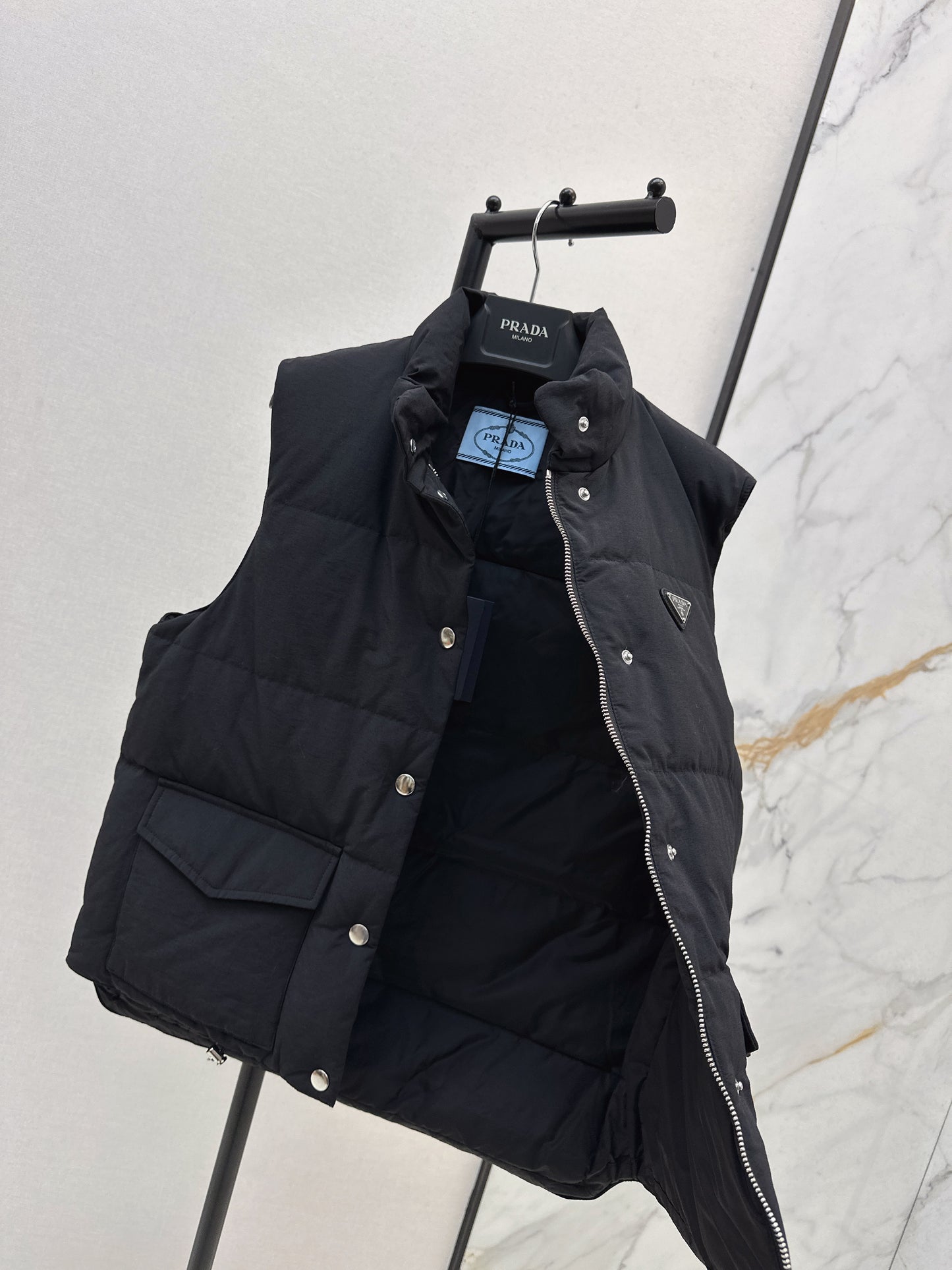 Pr 25 stand collar down vest jacket(KHAKI/BLACK)