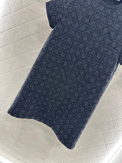 Di 25 Jacquard rattan plaid short sleeved dress