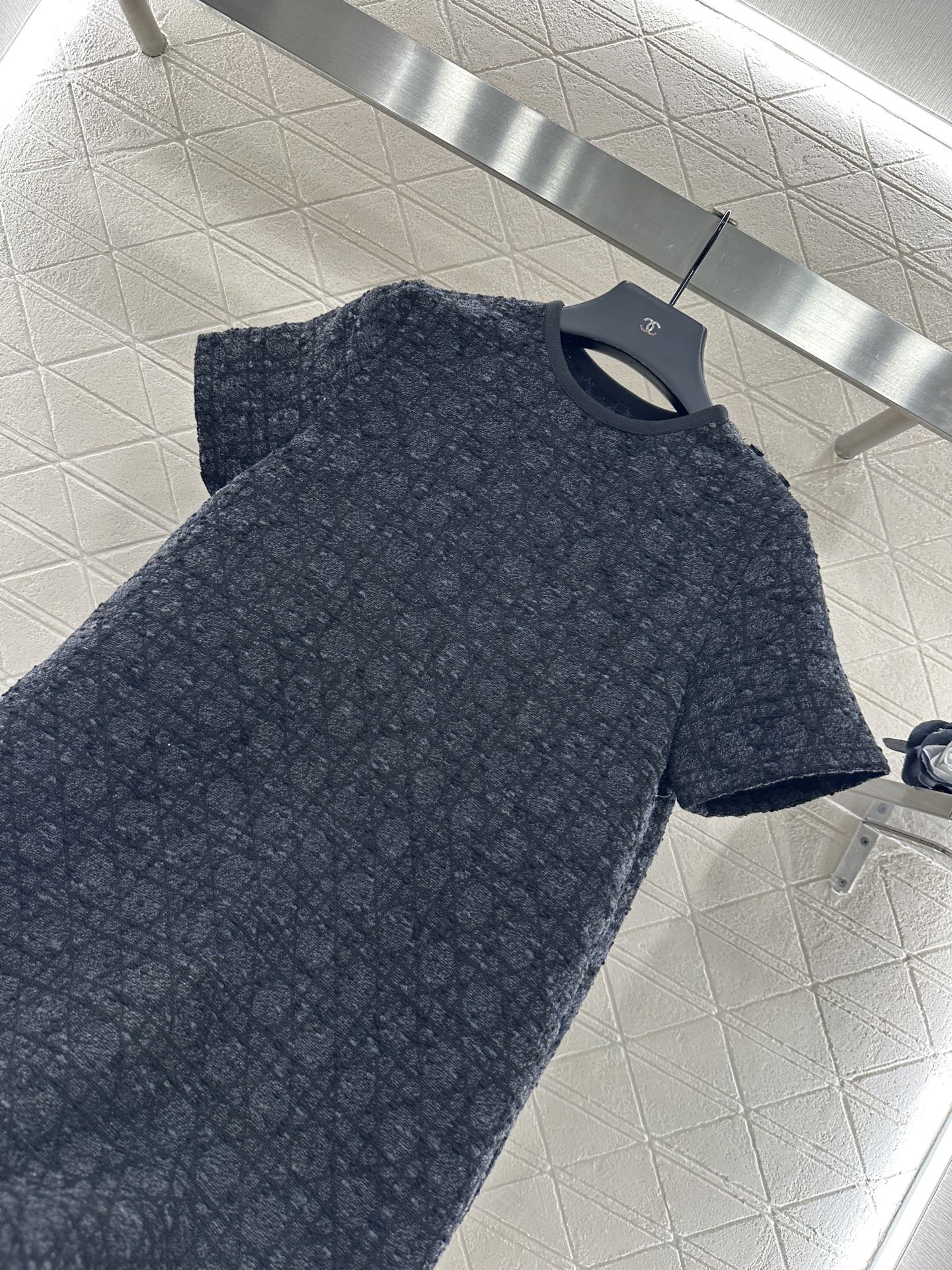 Di 25 Jacquard rattan plaid short sleeved dress
