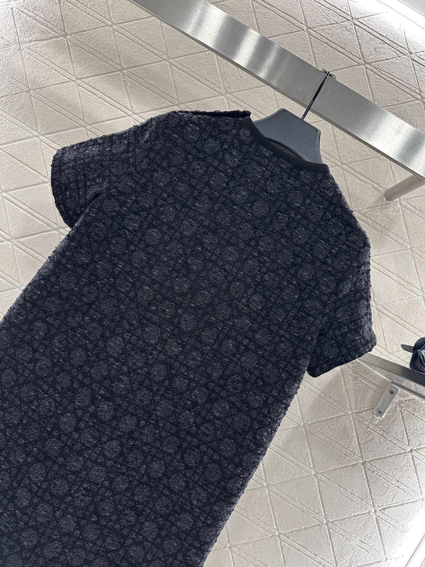 Di 25 Jacquard rattan plaid short sleeved dress