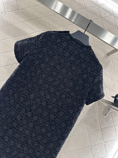 Di 25 Jacquard rattan plaid short sleeved dress