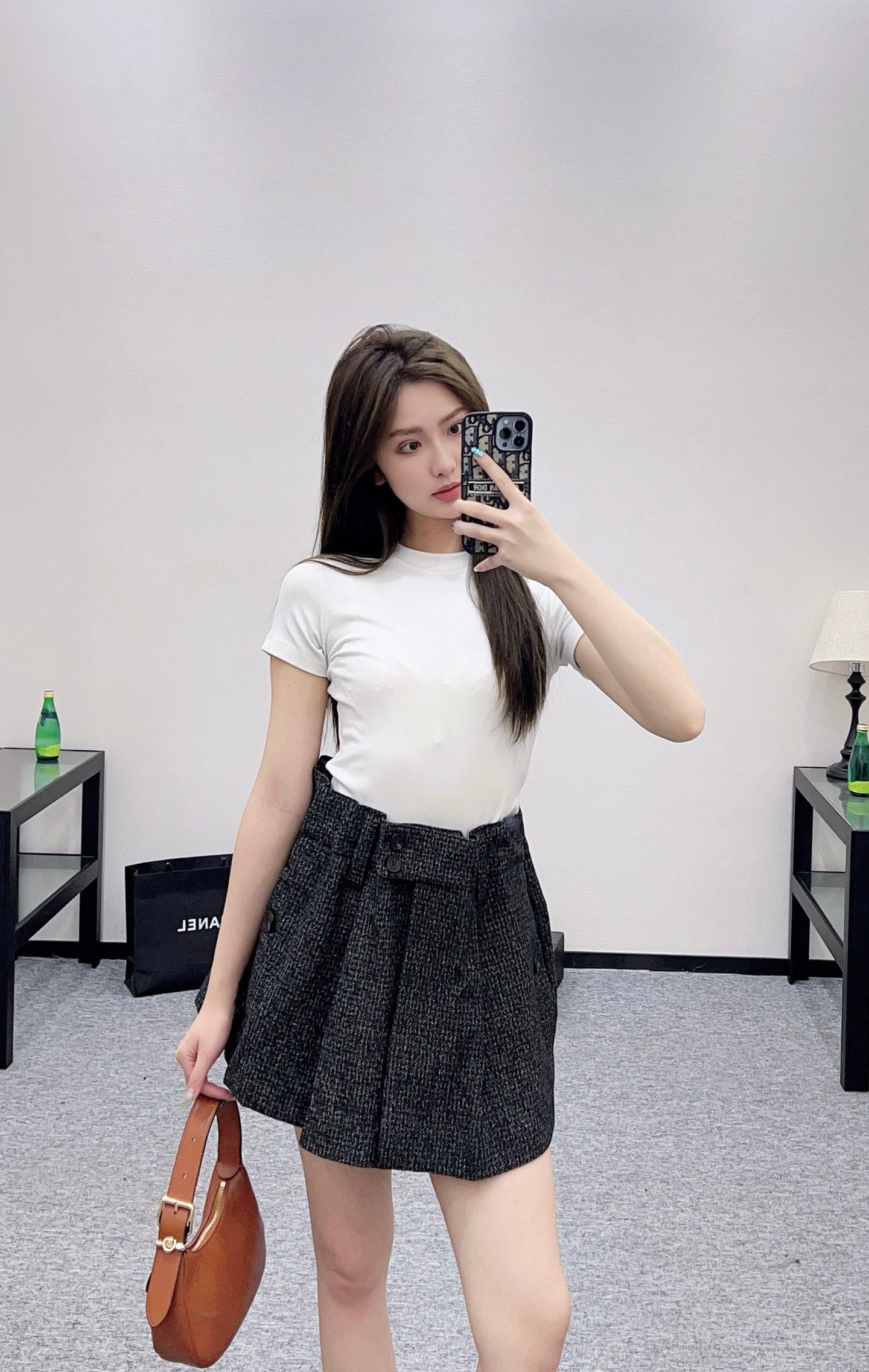 Pr 25 Plaid woven wool shorts