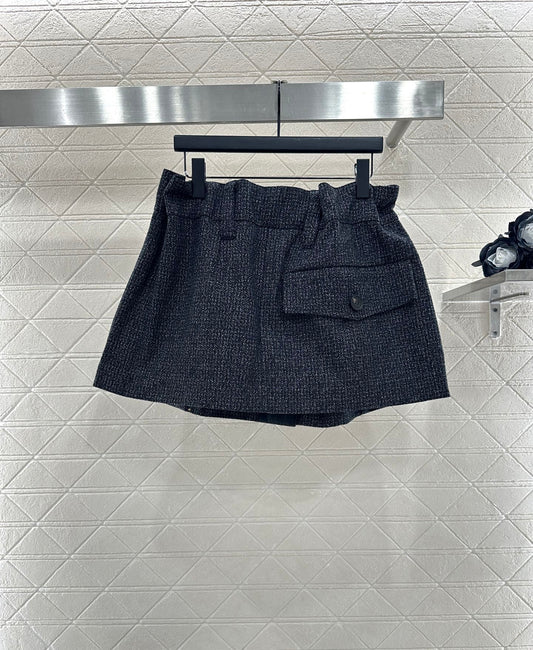 Pr 25 Plaid woven wool shorts
