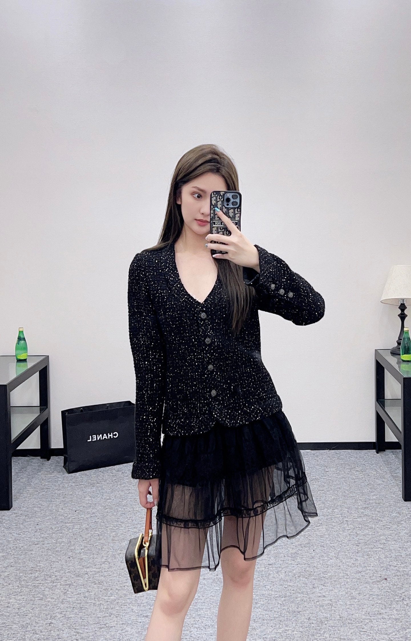 C 25 High waisted double-layer transparent cake gauze skirt