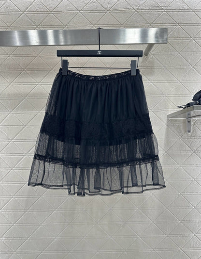 C 25 High waisted double-layer transparent cake gauze skirt