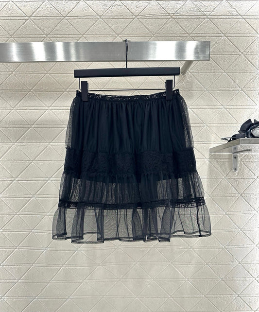 C 25 High waisted double-layer transparent cake gauze skirt
