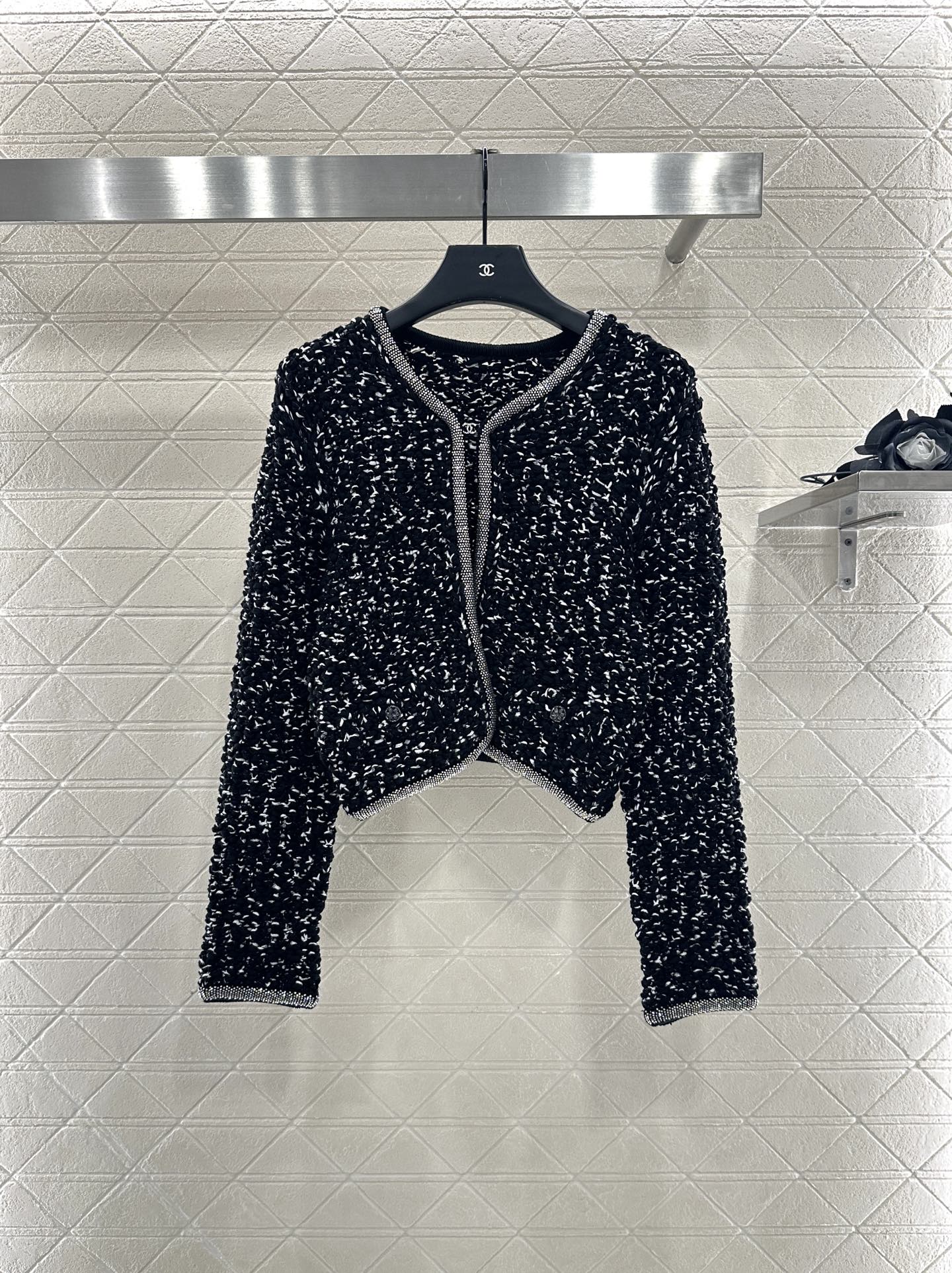 C 25 Rhinestone tied edge knitted cardigan half skirt set