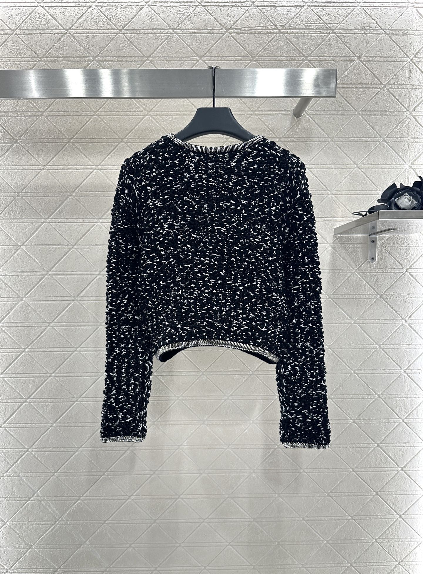 C 25 Rhinestone tied edge knitted cardigan half skirt set