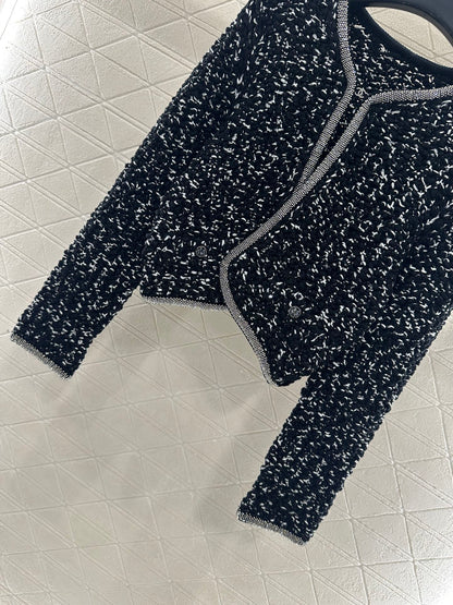 C 25 Rhinestone tied edge knitted cardigan half skirt set