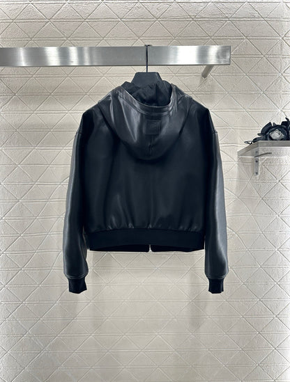 Lo 25 Leather hooded jacket+pants set