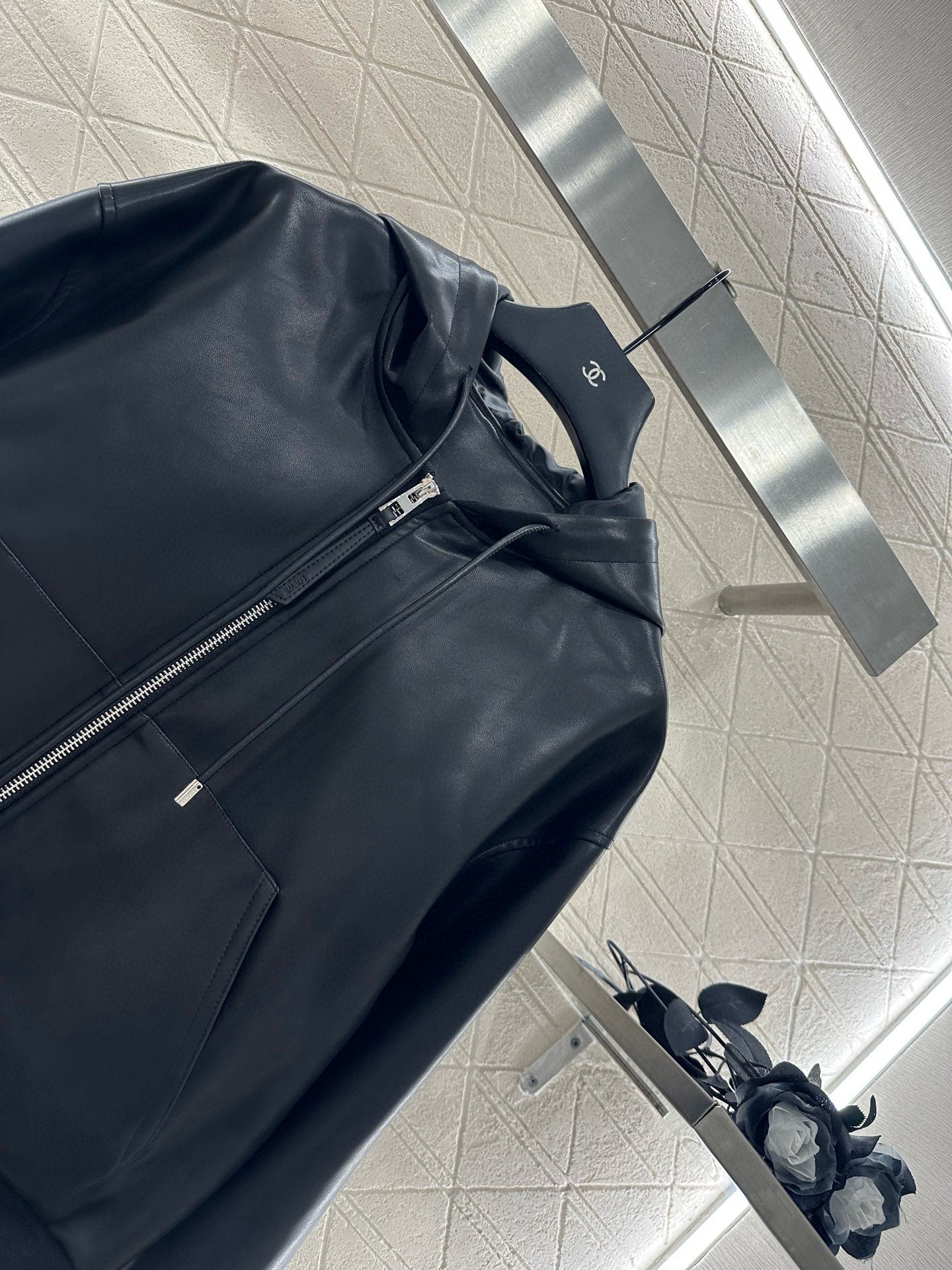 Lo 25 Leather hooded jacket+pants set