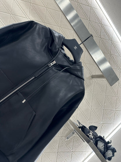 Lo 25 Leather hooded jacket+pants set
