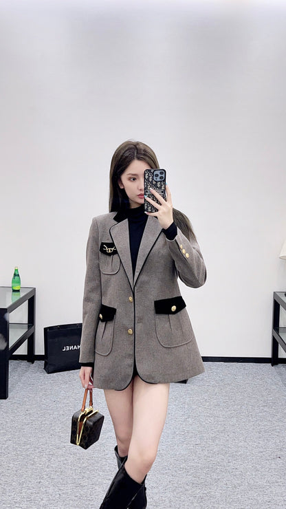 Ce 25 Velvet collar suit jacket