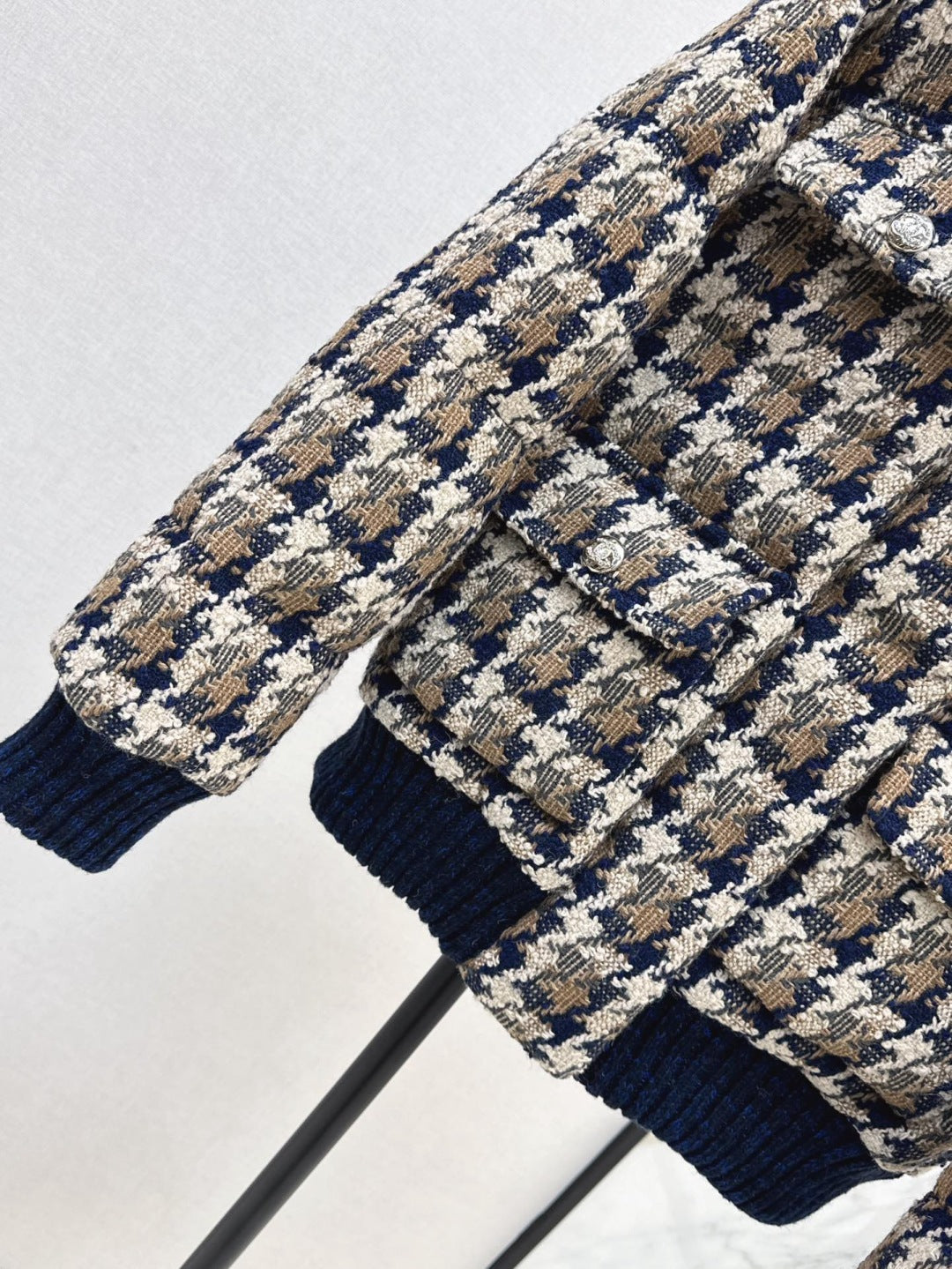 C 25 New fall/winter ski tweed plaid stand-collar down jacket