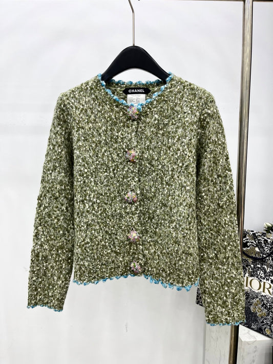 C 25 Handmade large diamond button cashmere cardigan