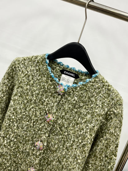 C 25 Handmade large diamond button cashmere cardigan