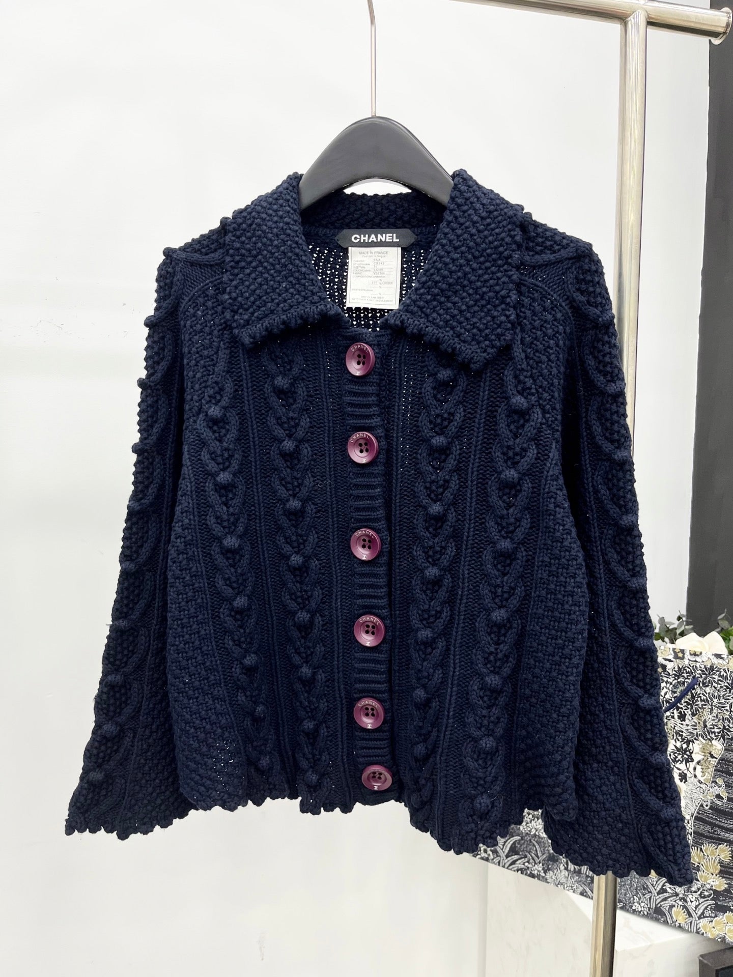 C 25 Heavy industry crochet lapel cashmere cardigan