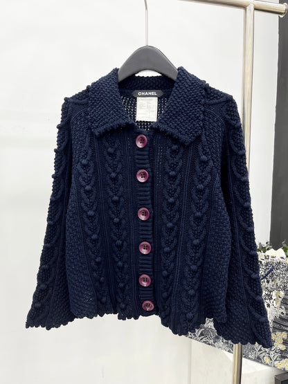 C 25 Heavy industry crochet lapel cashmere cardigan