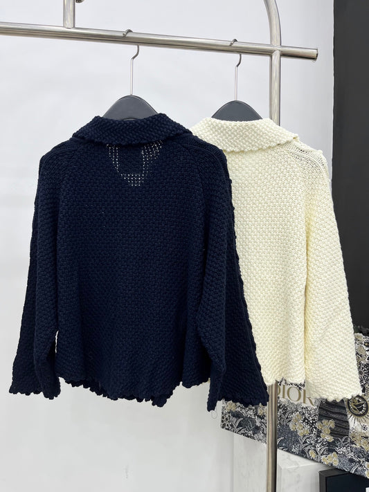 C 25 Heavy industry crochet lapel cashmere cardigan