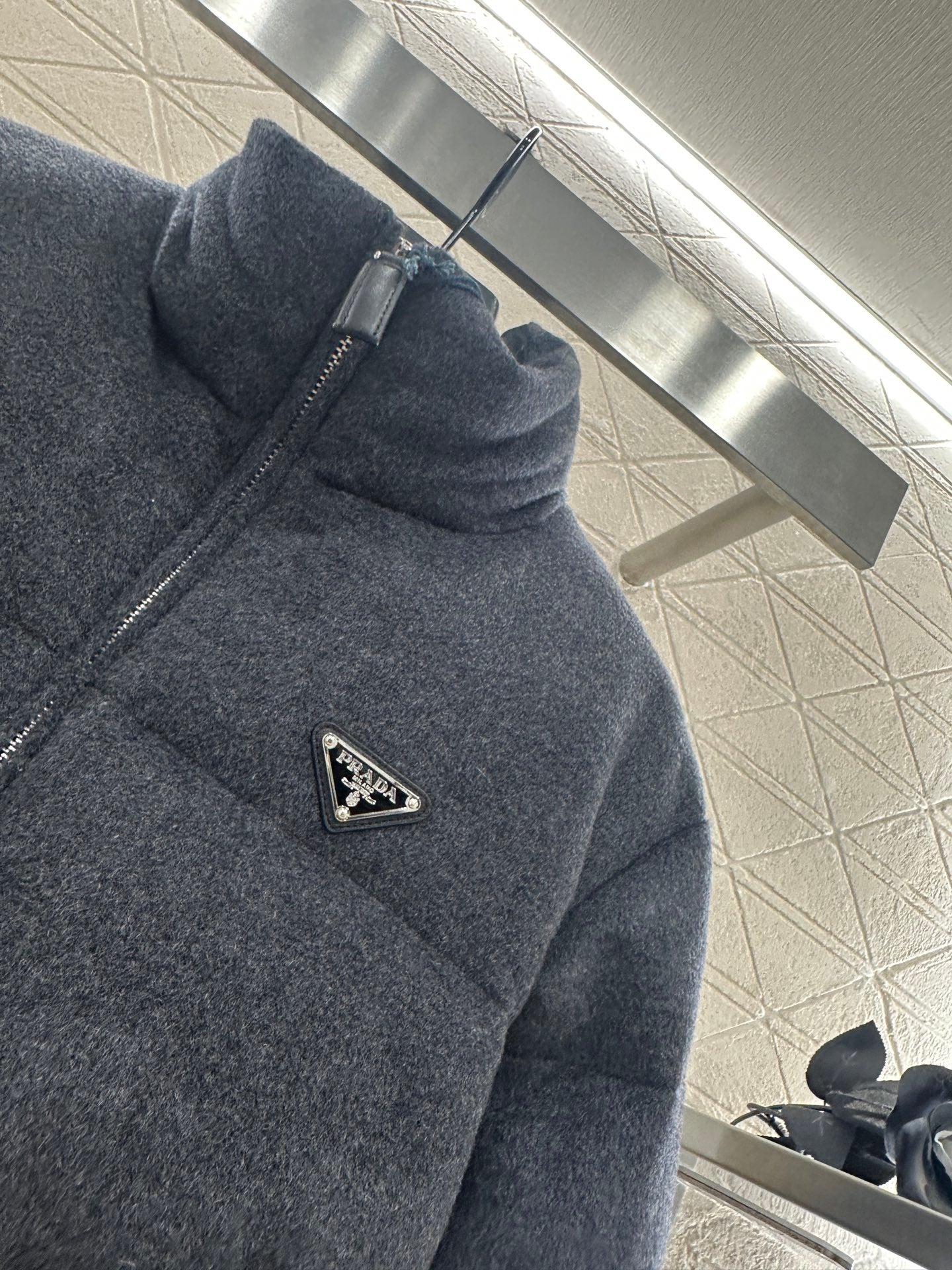 Pr 25 Stand up collar, waist belt, down wool jacket