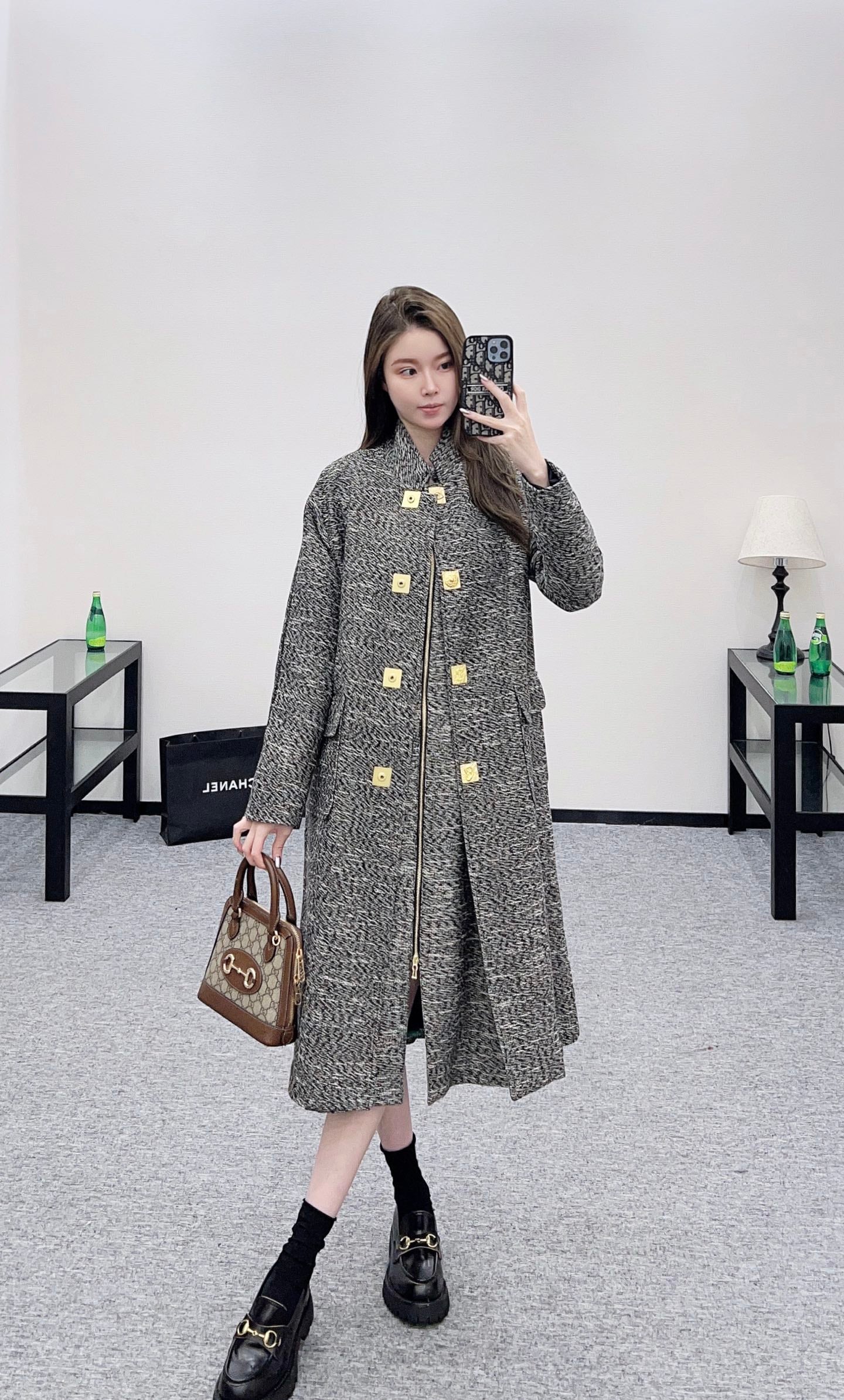 sch 25 Collar cocoon shaped long coat