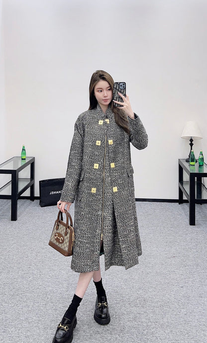 sch 25 Collar cocoon shaped long coat