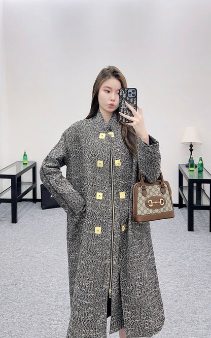sch 25 Collar cocoon shaped long coat