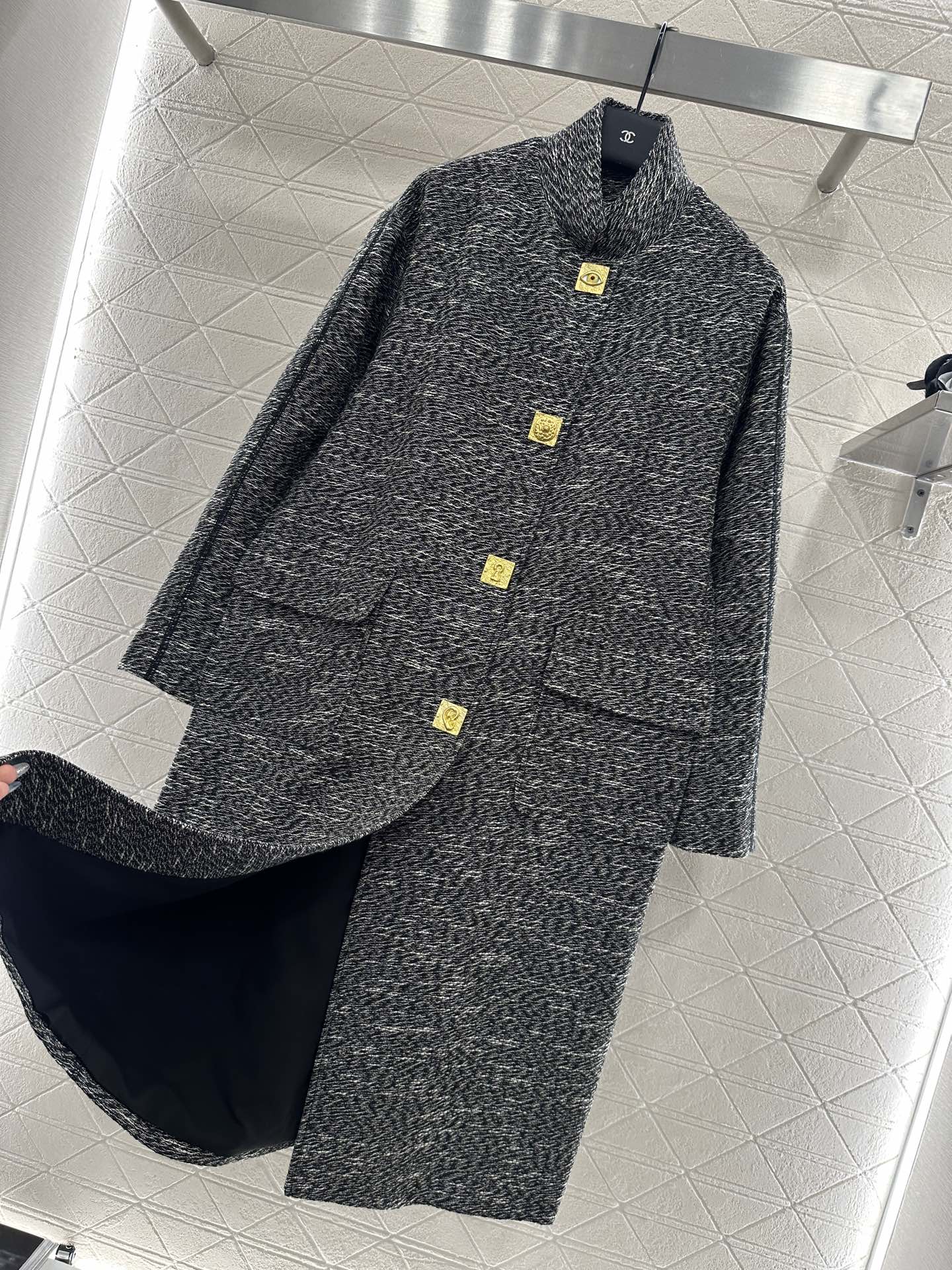 sch 25 Collar cocoon shaped long coat