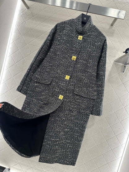 sch 25 Collar cocoon shaped long coat