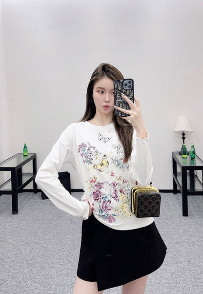 Di 25 Round neck printed cotton long sleeved shirt