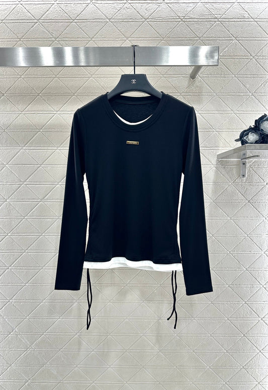 Mi 25 Fake two round neck long sleeved+half skirt set