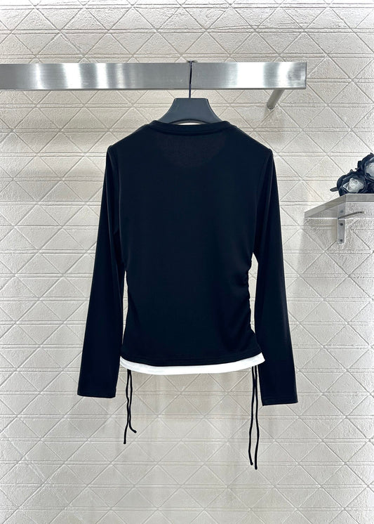 Mi 25 Fake two round neck long sleeved+half skirt set