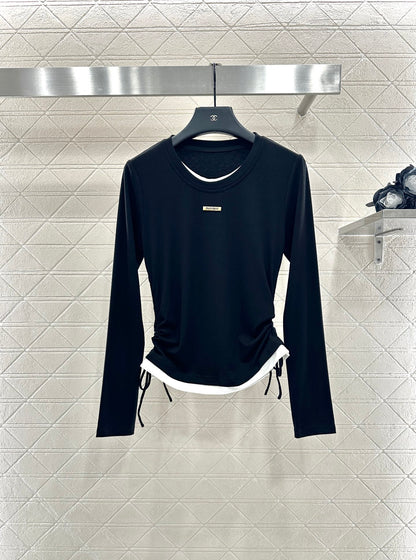 Mi 25 Fake two round neck long sleeved+half skirt set