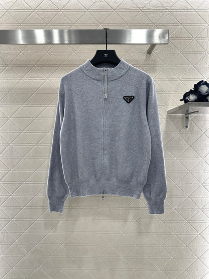 Pr 25 Zipper knitted wool jacket（BLACK/GRAY/BEIGI）